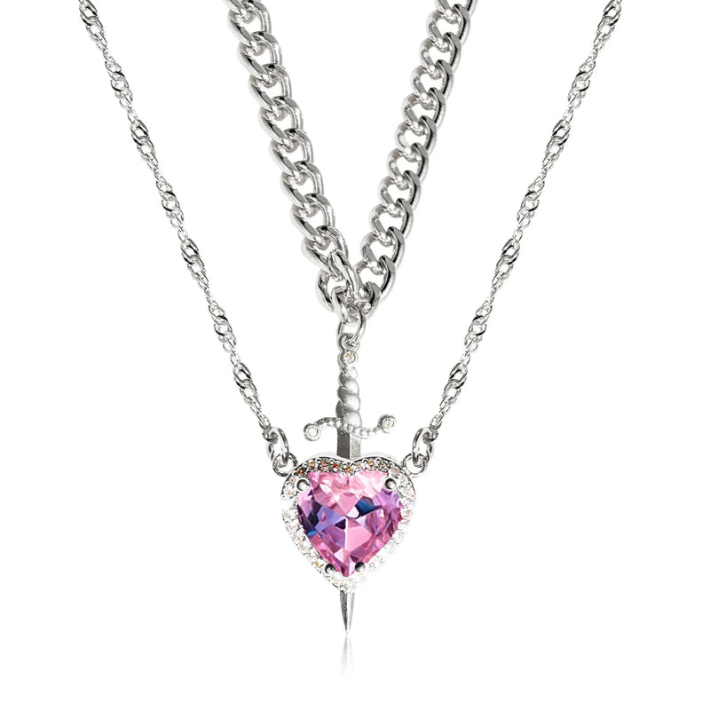 CONJUNTO PARA CASAL CORAÇÃO E ESPADA - PULSEIRA, COLAR E ANEL
