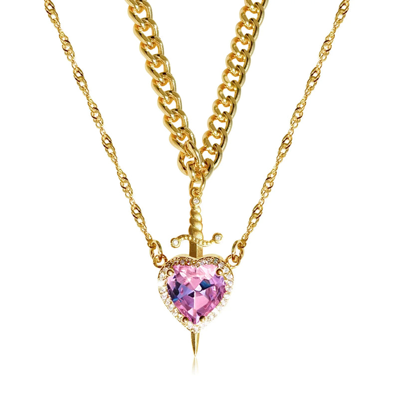 CONJUNTO PARA CASAL CORAÇÃO E ESPADA - PULSEIRA, COLAR E ANEL